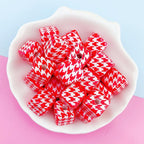 Houndstooth Square Acrylic Beads 16mm Colorful Pattern 10pcs 3
