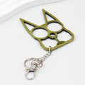 Self Defense Keychain Cat Shape Zinc Alloy Two Finger Grip 2pcs - Ancient Green