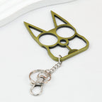 Self Defense Keychain Cat Shape Zinc Alloy Two Finger Grip 2pcs - Ancient Green
