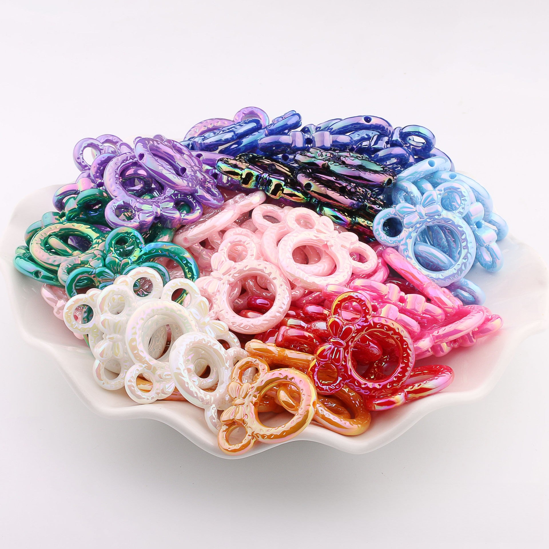 Deep UV Color Plated Solid Color Mickey Ring Head Acrylic Beads 2pcs 5