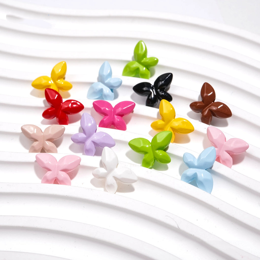 Baking Painted Faceted Butterfly Acrylic Beads 10mm Glossy Rainbow 50pcs