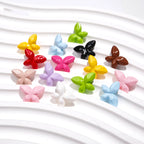 Baking Painted Faceted Butterfly Acrylic Beads 10mm Glossy Rainbow 50pcs