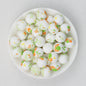 Floral Pattern 15mm Silicone Beads Light Color Printed Design 50pcs 5