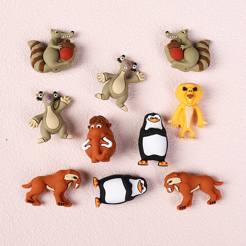 Silicone 3D Focal Beads Penguins Of Madagascar Animated Characters 20pcs 6