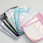 Zip Lock Bags 10.5x15cm Holographic PE Plastic Clear Window 50pcs