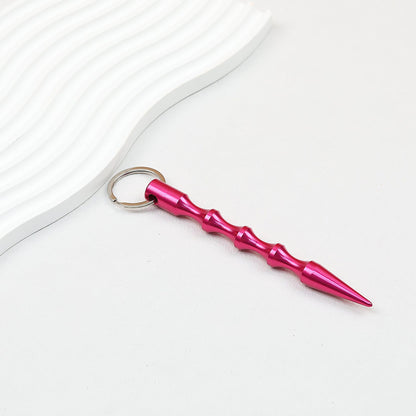 Self Defense Keychain Alloy Aviation Aluminum Bamboo Design - Rose red