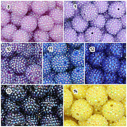 Multicolor Round Rhinestone Beads 20mm Sparkle Shine 50pcs