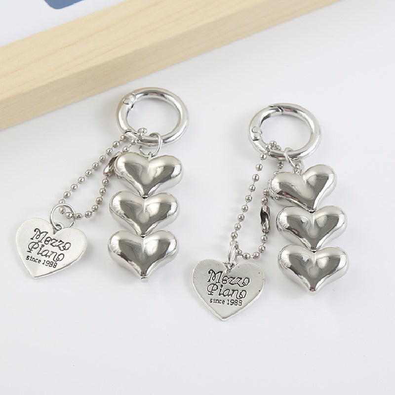 Alloy Silver Heart Keychain with Dangling Tag 2
