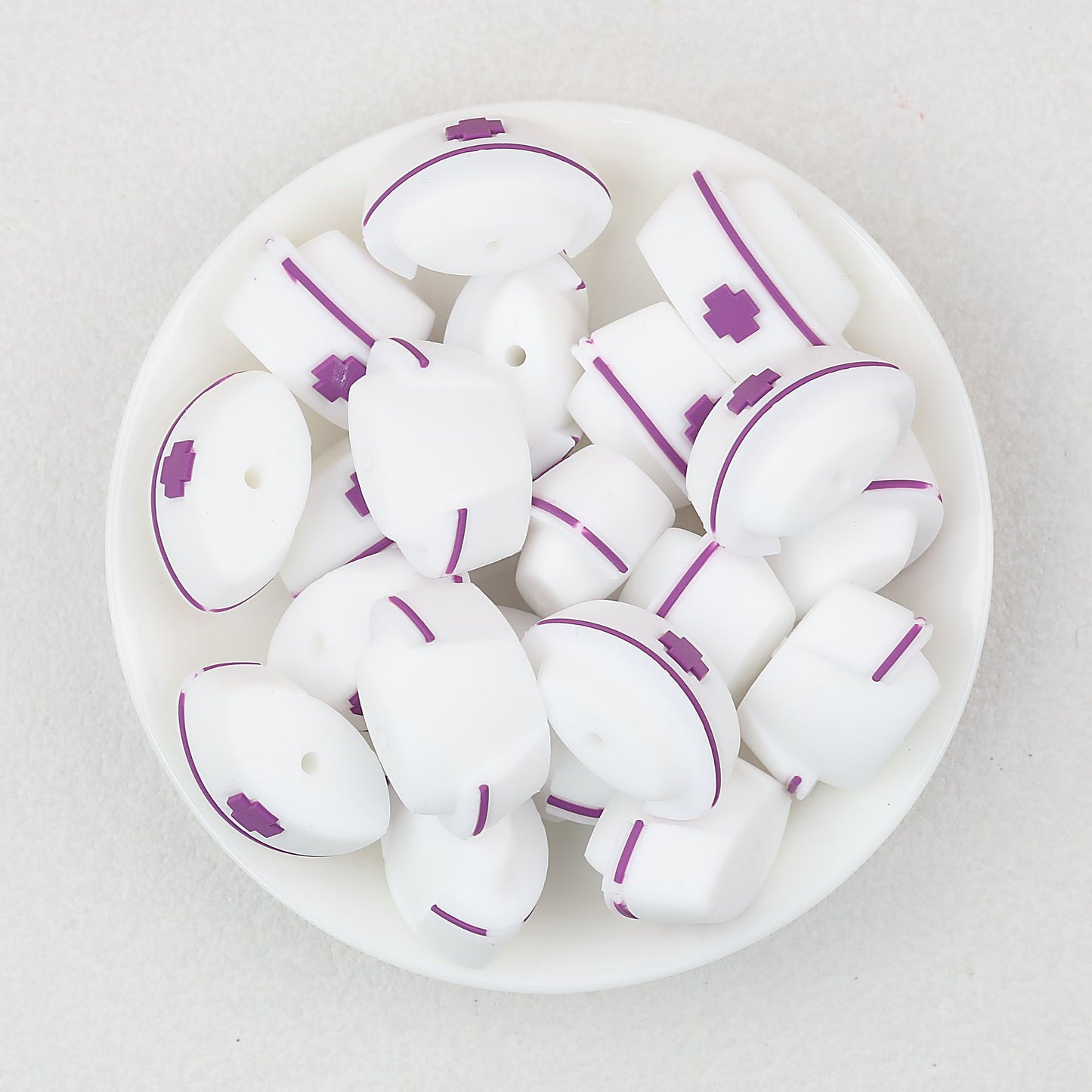3D Colorful 3D Nurse Cap Silicone Focal Beads 20 Pcs