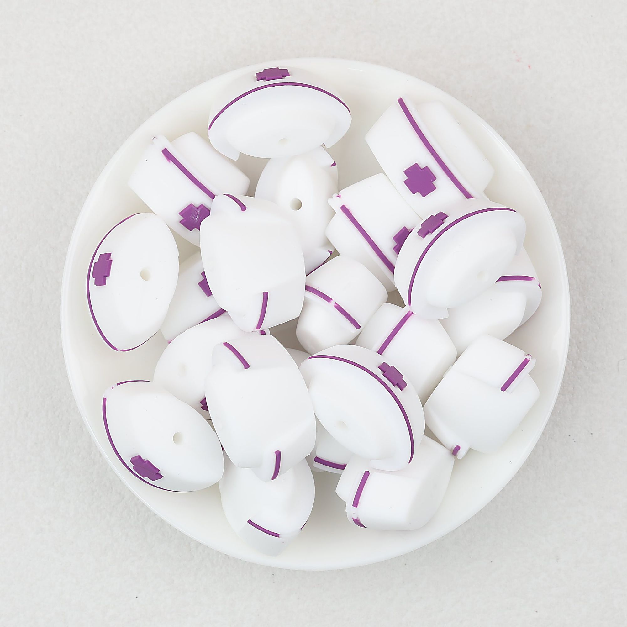 3D Colorful 3D Nurse Cap Silicone Focal Beads 20 Pcs