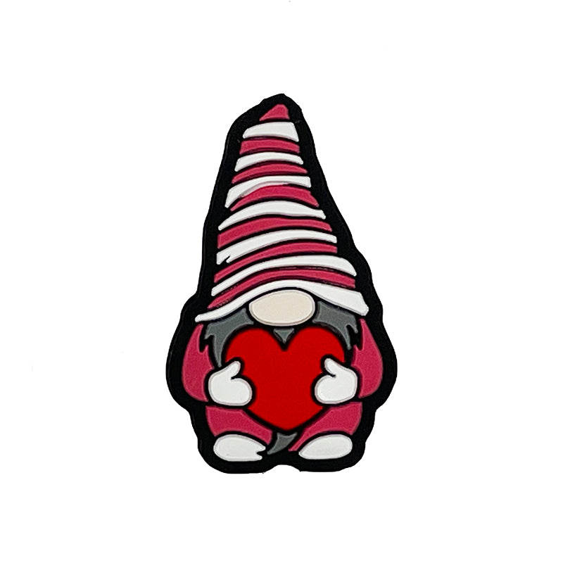 Silicone Focal Beads Christmas Gnome Holding Heart 20pcs
