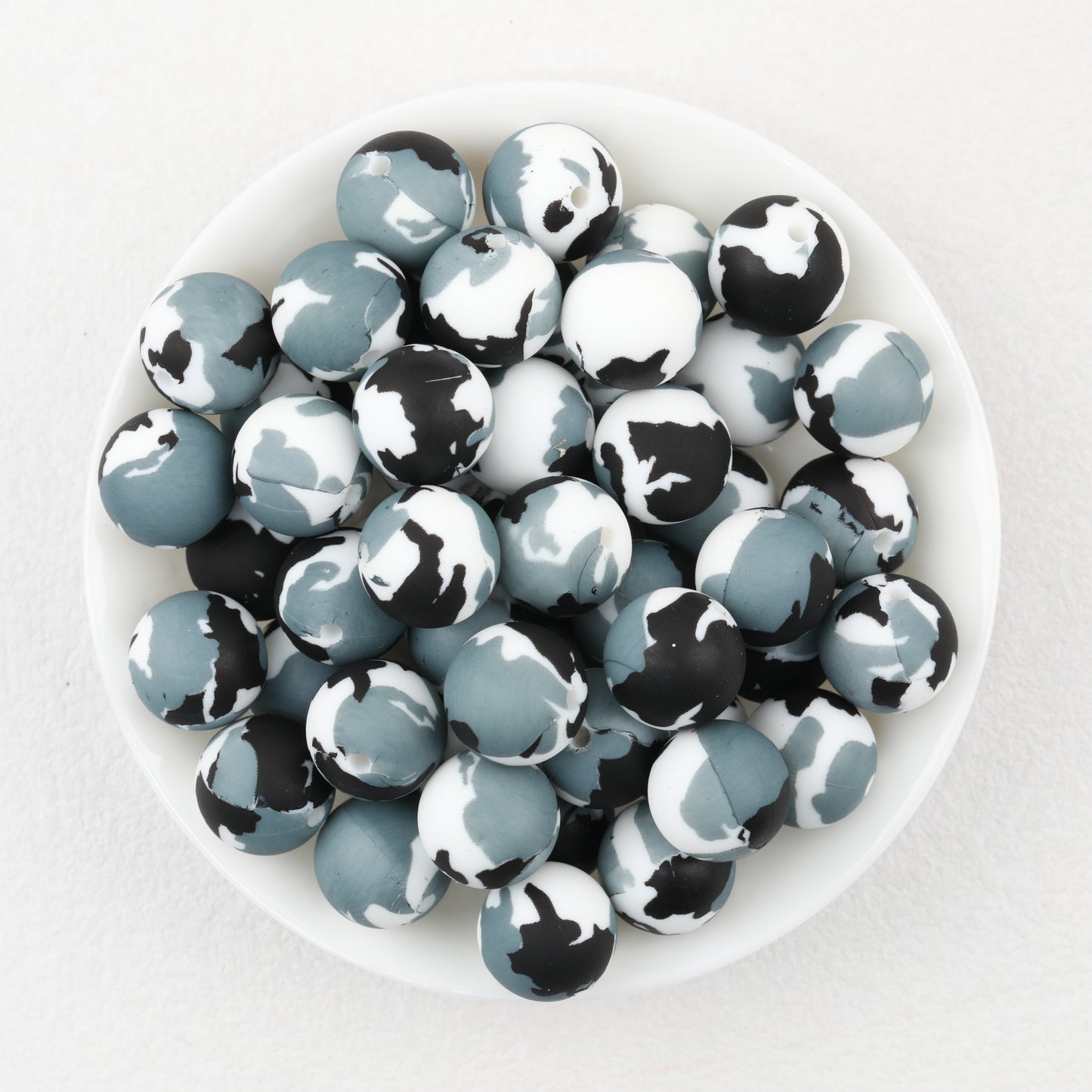 Colorful 15mm Printed Round Silicone Beads with Flower Patterns 50pcs 4