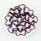 Cow Print Bow Silicone Focal Beads Pink Light Pink Green 20pcs - Light Pink