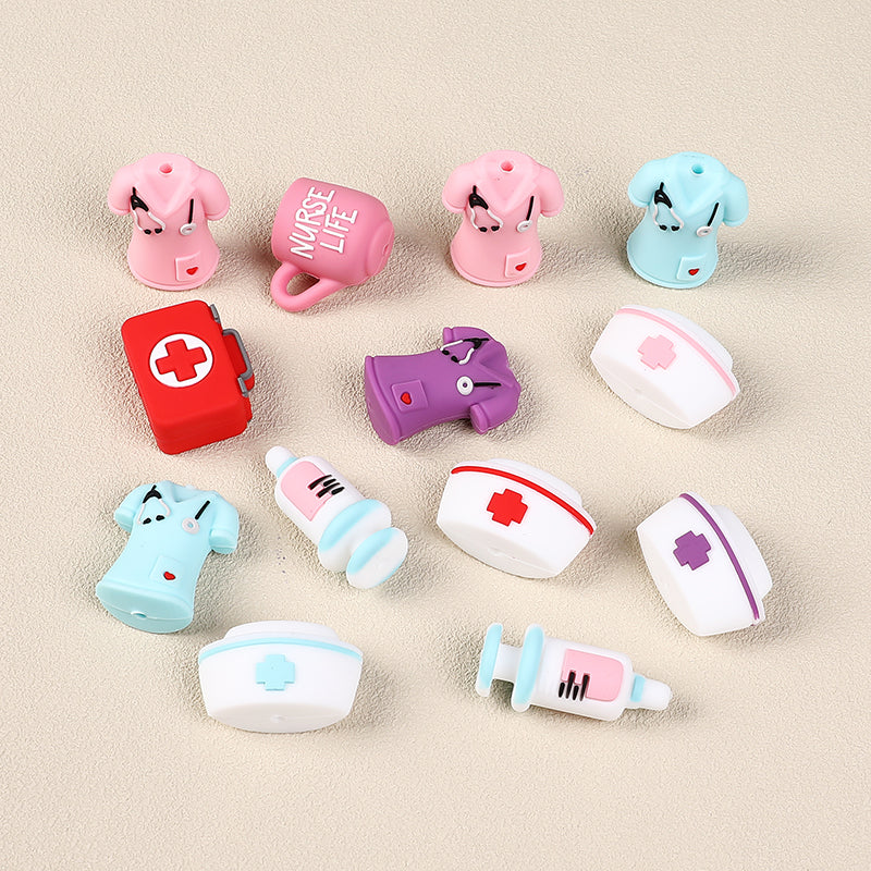 Silicone 3D Focal Beads Nurse Series Medical Kit Holding Syringe 20pcs