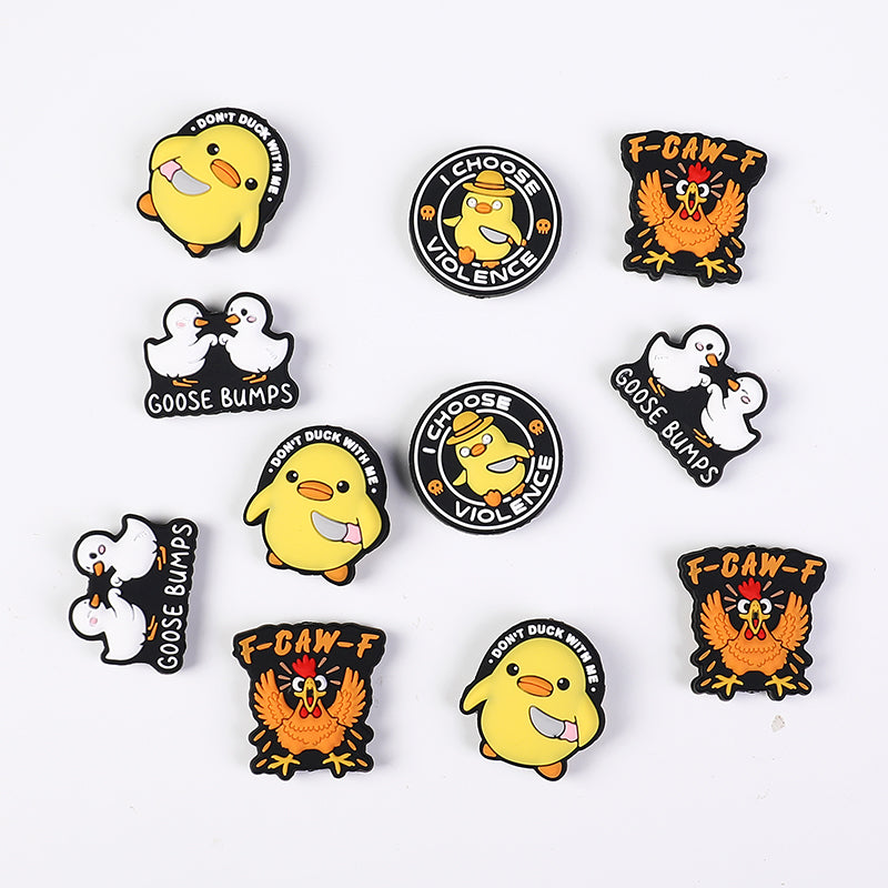 Cute Alphabet Chick Duck Silicone Focal Beads 20pcs 2