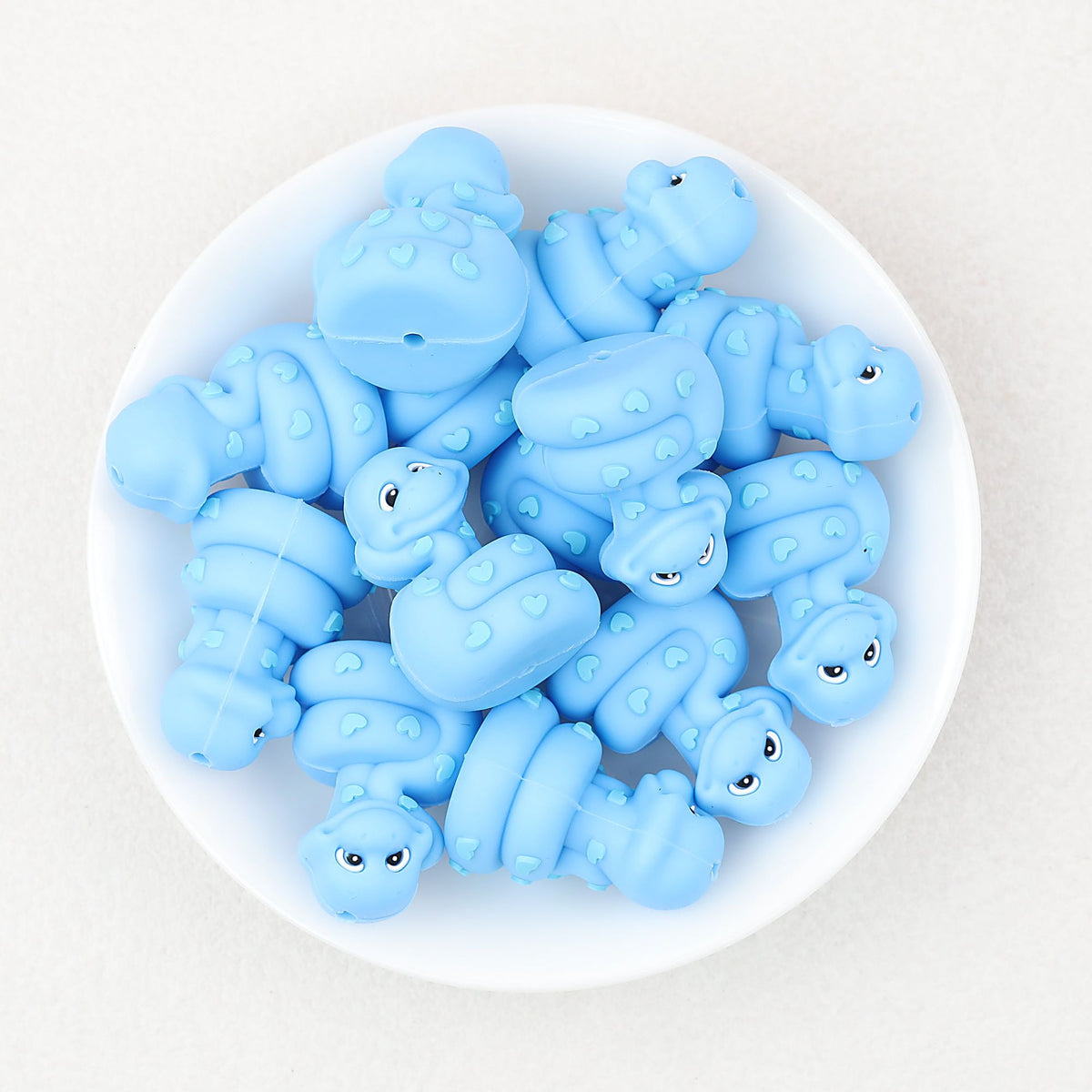 3D Blue Snake Silicone Focal Beads with Heart Details 20pcs