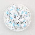 3D Winter Blue Scarf White Fox Silicone Focal Beads
