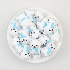 3D Winter Blue Scarf White Fox Silicone Focal Beads