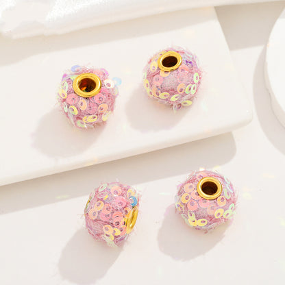 Fabric Glitter Sequin Spacer Beads 16mm 50pcs 18