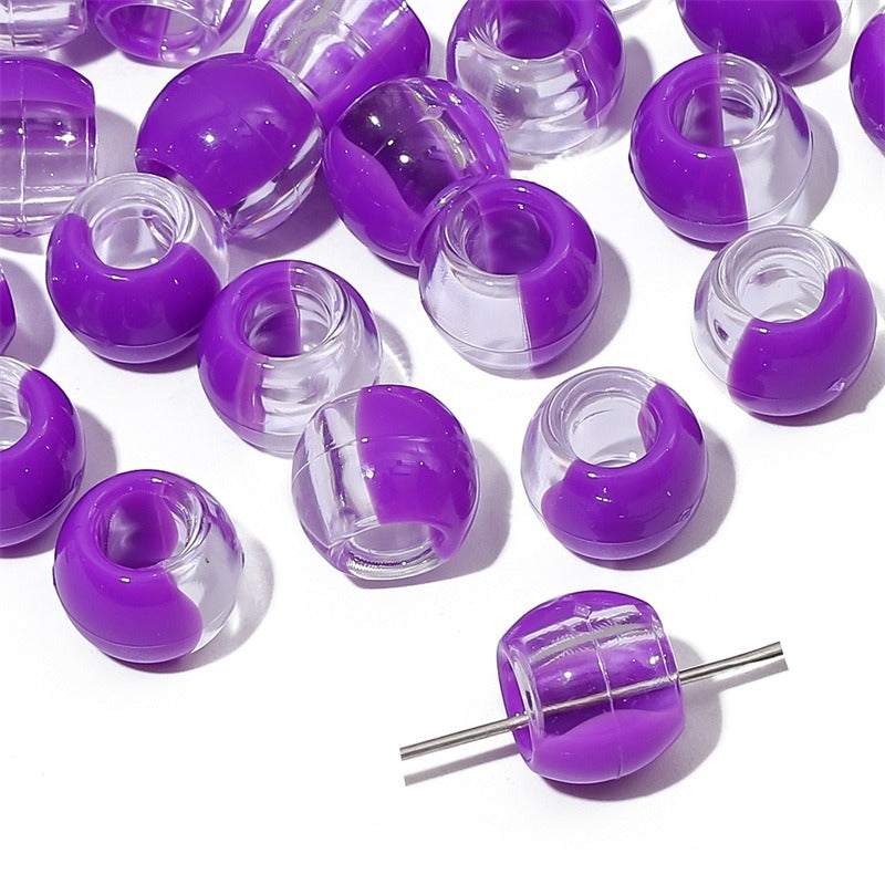 Large Hole Acrylic Beads 12mm Two-Tone Mixed Colors 60pcs 6