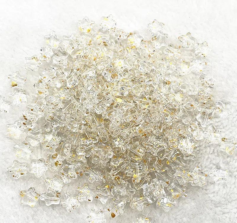 Pentagonal Star Glass Beads 8mm Transparent Pastel Colors 30pcs 14