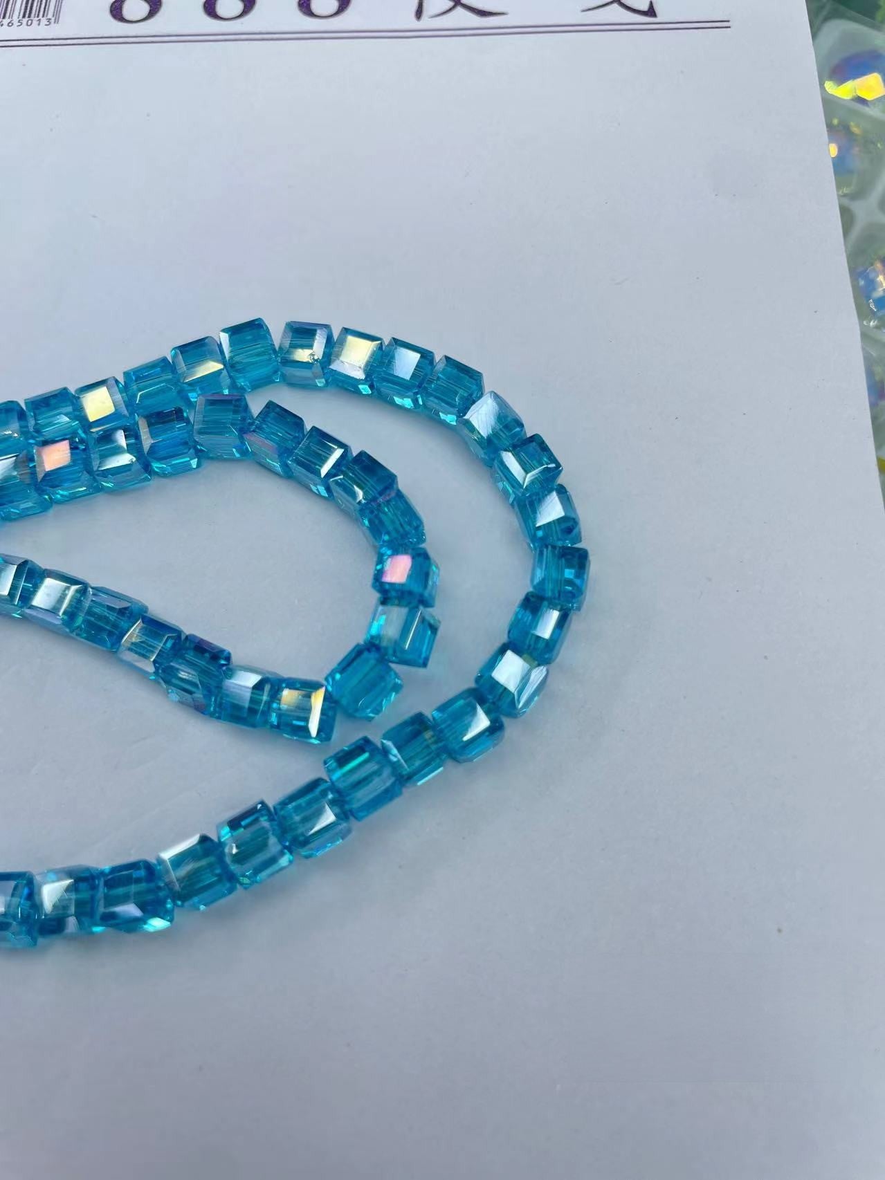 Electroplated Square Glass Beads 6mm Colorful Reflective 96pcs 19