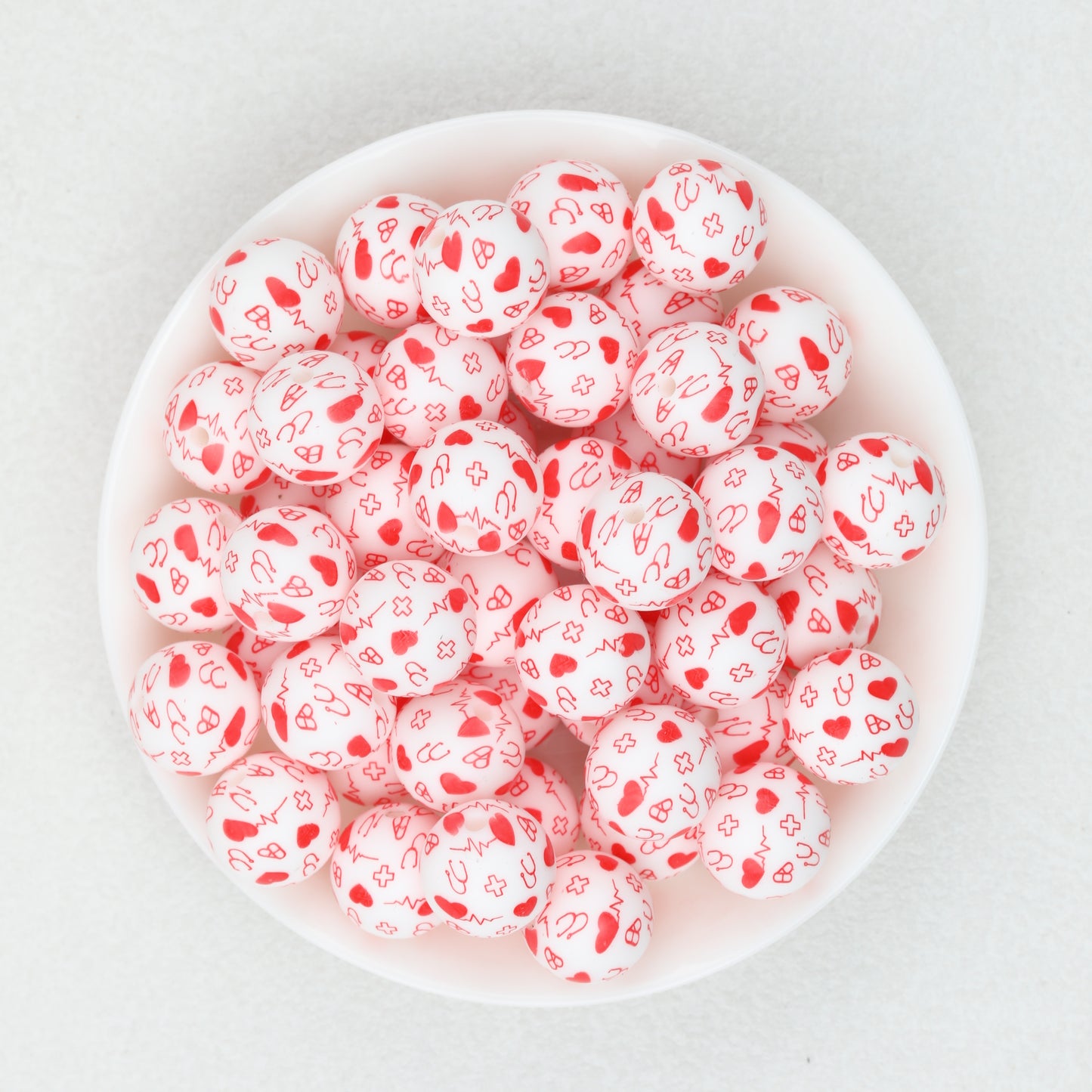 Valentine Theme 15mm Silicone Beads Printed Pattern 50pcs 4