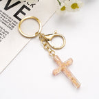 Handmade Acrylic Flower Cross Keychain Creative Pastel Colors 8