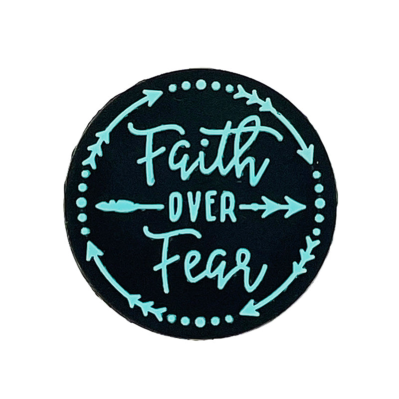 Silicone Focal Beads Faith Over Fear Circle Badge Arrow Accents 20pcs 3