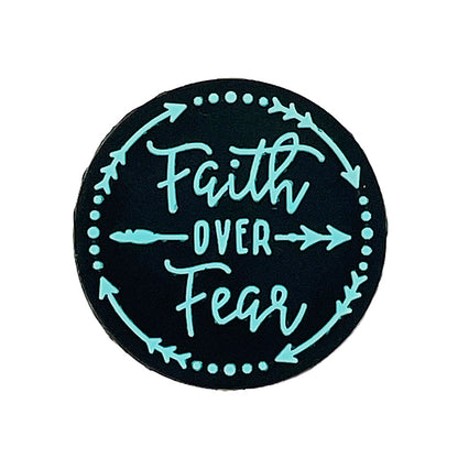 Silicone Focal Beads Faith Over Fear Circle Badge Arrow Accents 20pcs 3