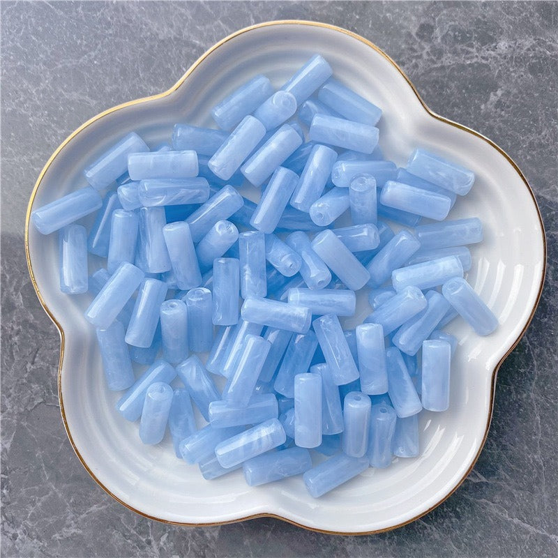 Acrylic Tube Beads 8x20mm Pastel Marbled Soft Glow 10pcs 12