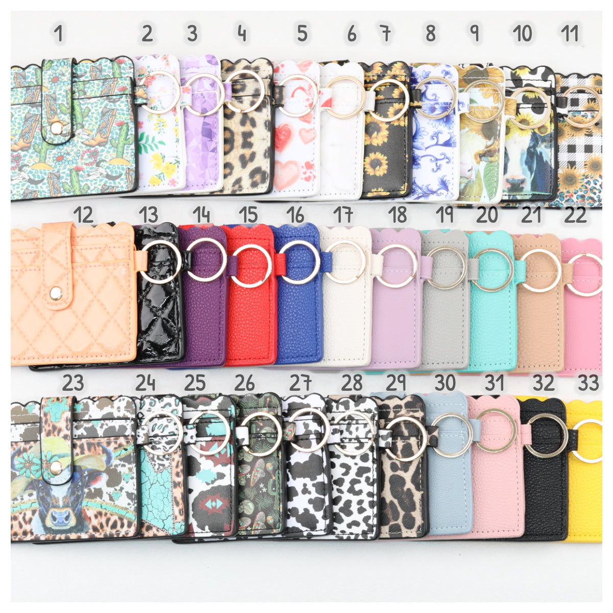 PU Card Holder Keychain Multi Patterned