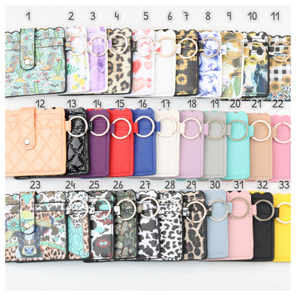PU Card Holder Keychain Multi Patterned