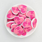  Pink Puzzle Heart Silicone Focal Beads 20Pcs 2