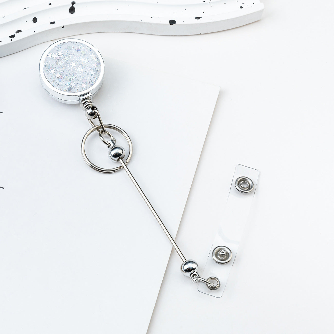 Beadable Badge Bar Reels With Glitter