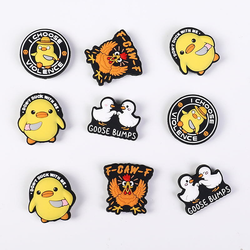 Cute Alphabet Chick Duck Silicone Focal Beads 20pcs 3