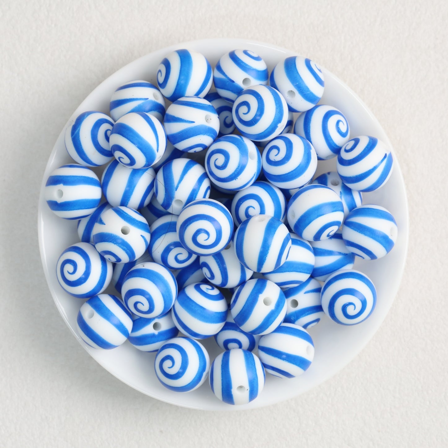 Colorful 15mm Swirl Pattern Priented Round Silicone Beads 50pcs 6