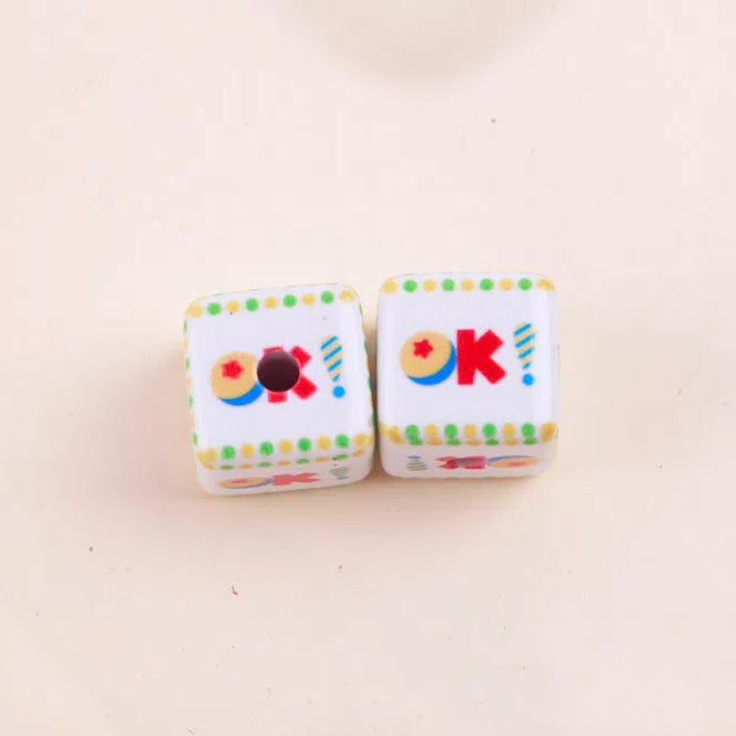 Painted Square Acrylic Beads 15mm Toy Story Printed 10pcs 6