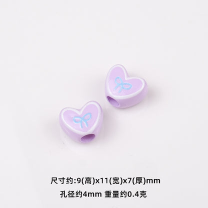 Bowknot Outline Heart Acrylic Beads 11mm 40pcs 9