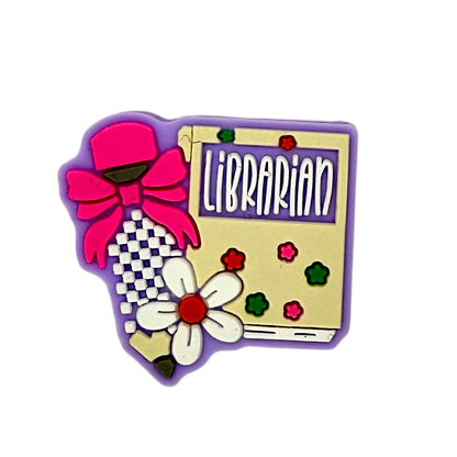 Silicone Focal Beads Librarian Colorful Books Pink Bow Daisy 20pcs 8