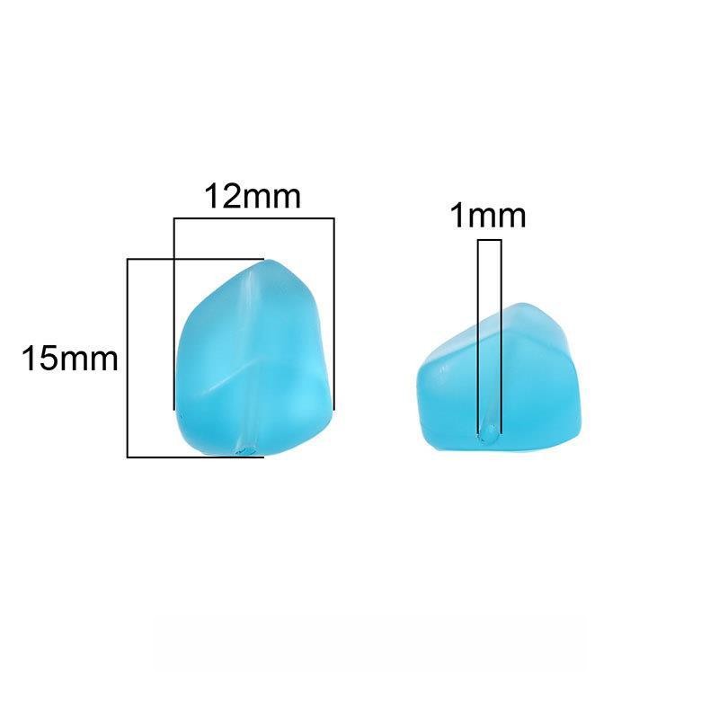 Frosted Irregular Cut Flat Stone Glass Beads 12x15mm Multicolor 10pcs 3