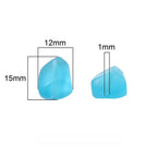 Frosted Irregular Cut Flat Stone Glass Beads 12x15mm Multicolor 10pcs 3