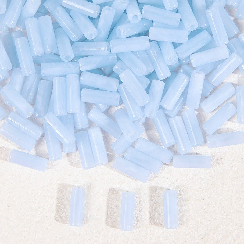 Dual-Color Tube Acrylic Beads 18x7mm Glossy Swirls 200pcs 23