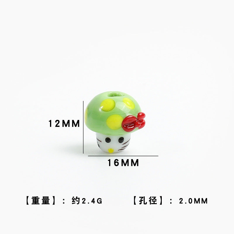 Cartoon Mushroom Shaped Glass Beads 12x16mm 5pcs 9