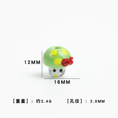 Cartoon Mushroom Shaped Glass Beads 12x16mm 5pcs 9