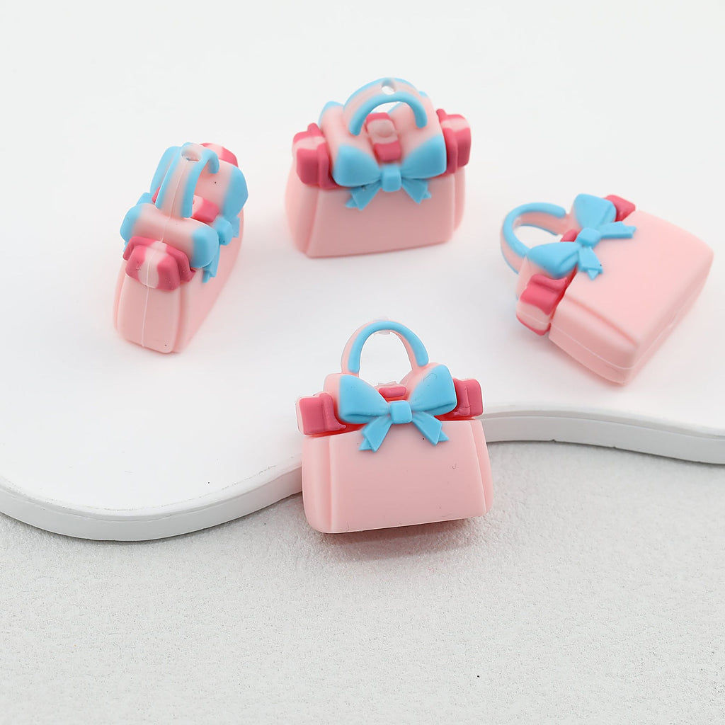 3D Pink Makeup Bag Silicone Focal Beads 20pcs