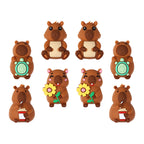 Silicone 3D Focal Beads Capybara Holding Books Flowers Turtles 20pcs 10