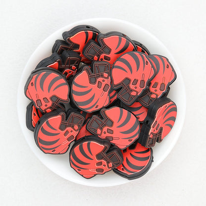 NFL Teams Helmet Silicone Focal Beads Printed Designs 20pcs - Cincinnati Bengals