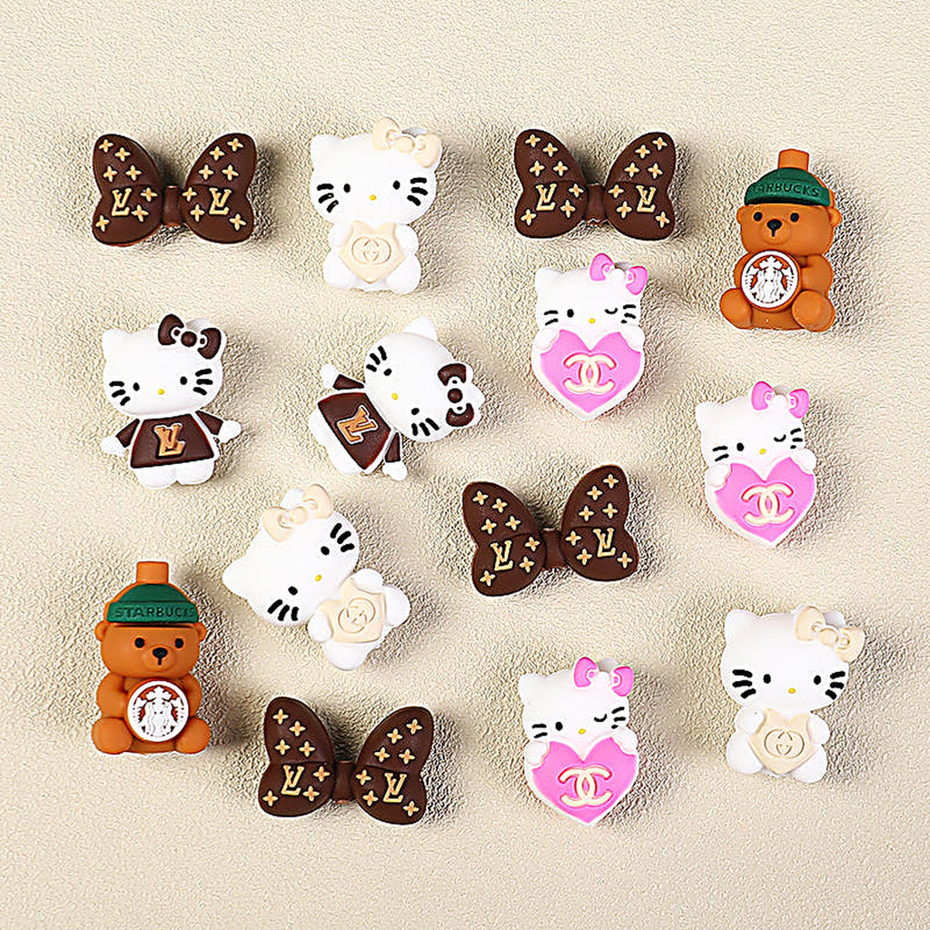 3D Designer Style Silicone Focal Beads Cat Bear Heart Shapes 20pcs