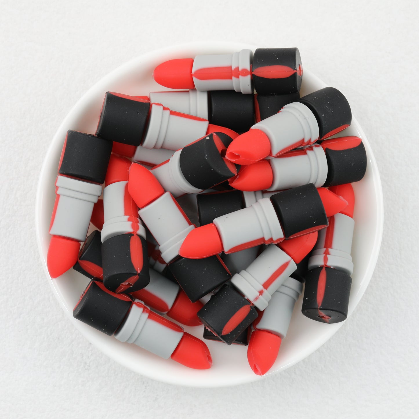 Red Lipstick 3D Silicone Focal Beads 20 pcs